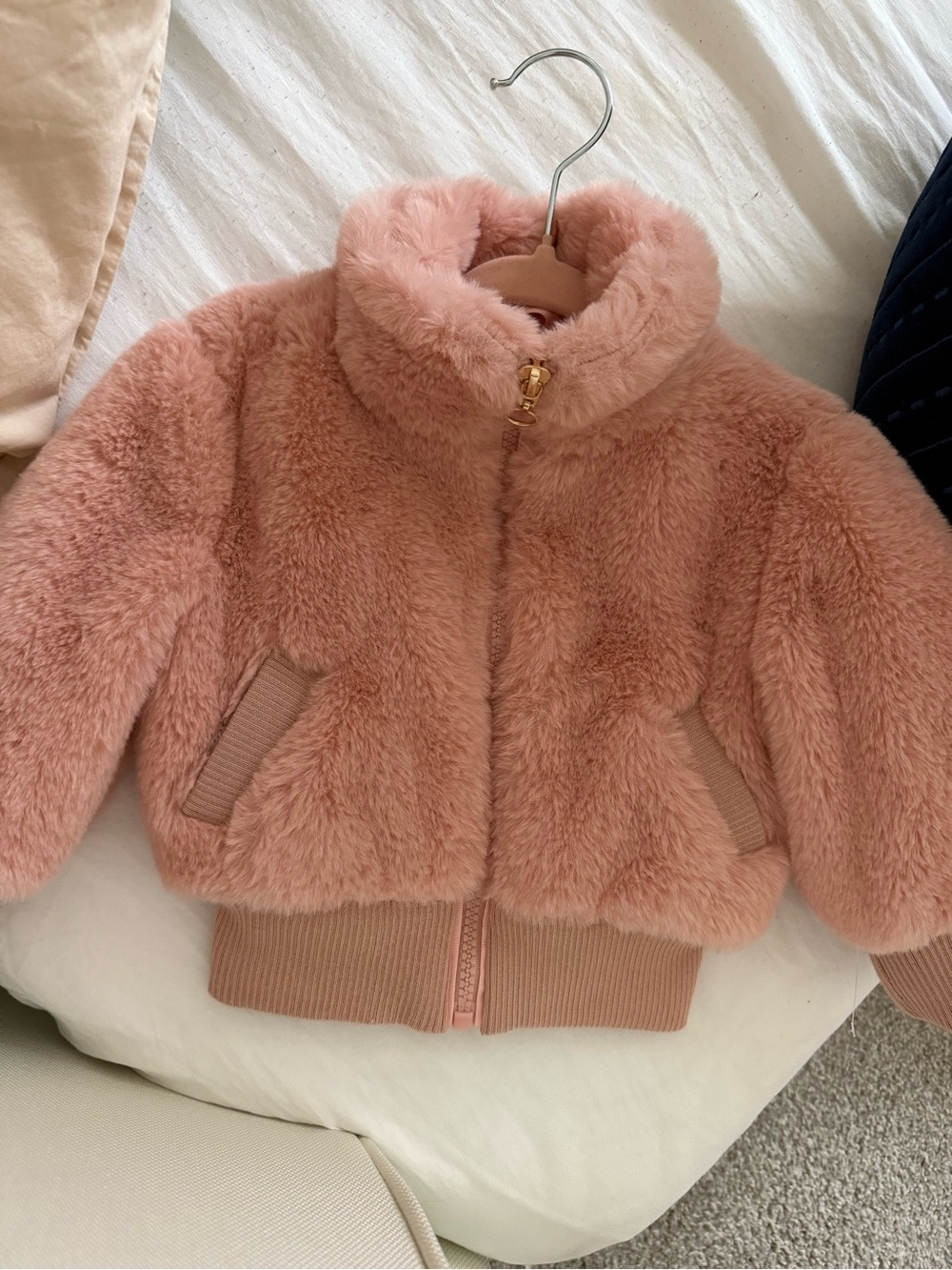 Urban Republic Rose Pink Faux Fur Bomber Jacket